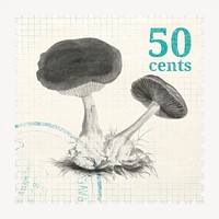 Aesthetic mushroom postage stamp illustration, remixed by rawpixel