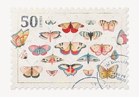 Butterfly postage stamp, ephemera collage element psd