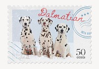 Dalmatian postage stamp, animal collage element psd