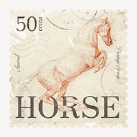 George Stubbs drawing, postage stamp, collage element psd, remixed by rawpixel