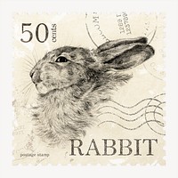 Rabbit postage stamp, ephemera collage element psd