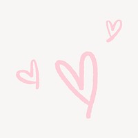 Heart doodle sticker, pink cute shape psd