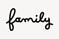 Family word sticker typography