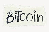 Bitcoin word, ripped paper typography