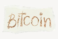 Bitcoin word, ripped paper typography