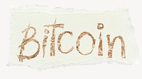 Bitcoin word sticker, ripped paper typography psd