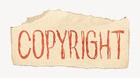 Copyright word, ripped paper typography