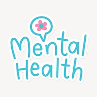 Mental health word sticker typography