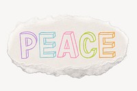 Peace word, ripped paper typography