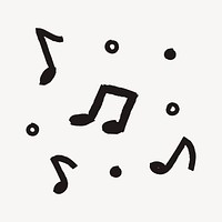 Musical notes sticker, black doodle vector