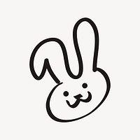 Easter bunny sticker, festive doodle vector