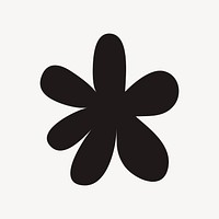 Black flower sticker, cute shape vector