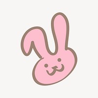 Easter bunny sticker, festive doodle psd