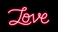 Love neon word sticker, handwritten typography vector