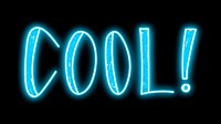 Cool! neon word sticker, handwritten typography vector