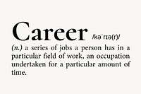 Career definition, dictionary word typography