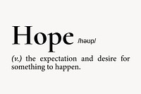 Hope definition, dictionary word typography