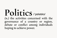 Politics definition, dictionary word typography