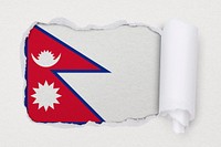 Flag of Nepal, ripped paper design on off white background