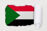 Flag of Sudan, ripped paper design on off white background