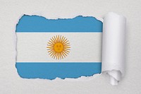 Flag of Argentina, ripped paper design on off white background