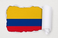 Flag of Colombia, ripped paper design on off white background