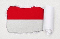 Flag of Indonesia, ripped paper design on off white background