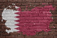 Qatar's flag, brown brick wall texture design