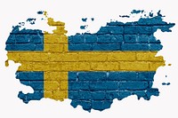 Sweden's flag, brick wall texture, off white design