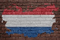 Dutch flag, brown brick wall texture design