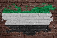 Afghanistan Resistance's flag, brown brick wall texture design