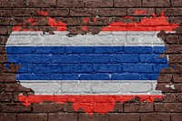 Thailand&rsquo;s flag, brown brick wall texture design