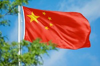 China flag, blue sky design