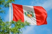 Peru flag, blue sky design