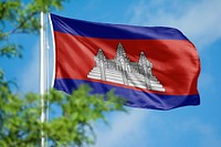 Cambodia flag, blue sky design