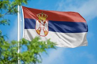 Serbia flag, blue sky design