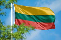 Lithuania flag, blue sky design