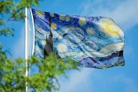 Van Gogh's Starry Night flag, blue sky design, remixed by rawpixel.