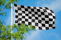 Checkered flag, blue sky design