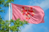 Flower heart flag, blue sky design