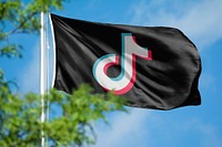 Tiktok icon for social media on flag. 26 MAY 2022 - BANGKOK, THAILAND