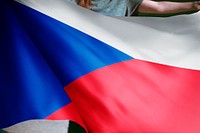 Person holding Czechia flag background, national symbol