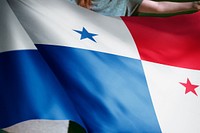 Person holding Panama flag , national symbol