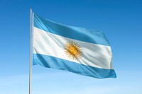 Waving Argentina flag, national symbol, blue sky