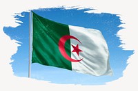Waving Algeria flag, brush stroke, national symbol graphic