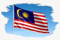 Waving Malaysia flag, brush stroke, national symbol graphic