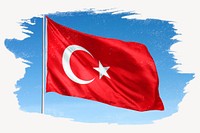 Waving Turkey flag, brush stroke, national symbol graphic