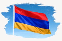 Waving Armenia flag, brush stroke, national symbol graphic