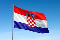 Waving Croatia flag, national symbol, blue sky