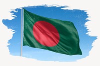 Waving Bangladesh flag, brush stroke, national symbol graphic